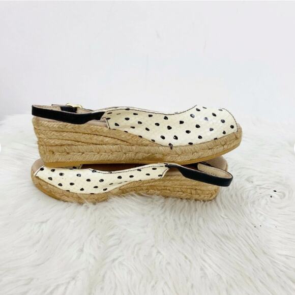 Eric Michael Leather Polka Dot Slingback Wedge Sandals EU 35 US 5 Women Heel - Picture 7 of 11